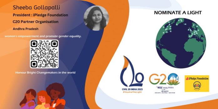 iPledge Foundation,G20,Civil 20 India 2023,Dainik Bharat,Sheeba Gollapalli,